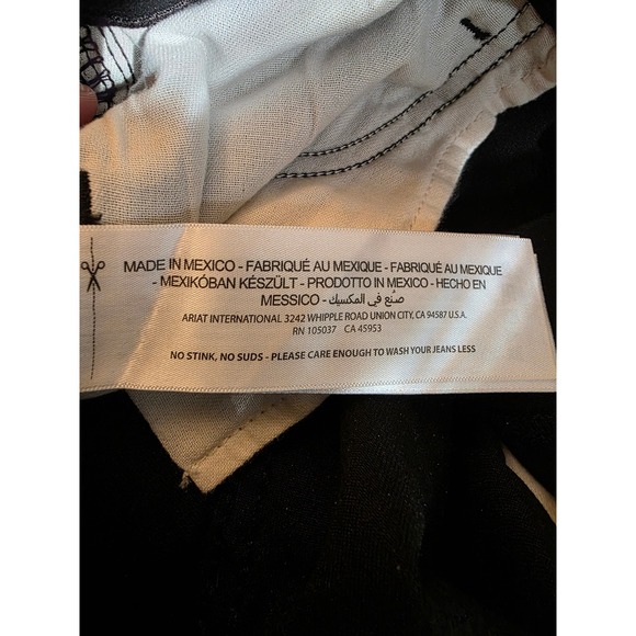 ARIAT DENIM Trouser Flare Black Corduroy Pants Size 34L Frayed Hem - Picture 6 of 10